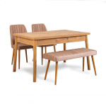 4-ių dalių valgomojo komplektas Kalune Design Costa 0900 - 3 A, rožinis/rudas