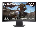 LG 27GS60QX-B žaidimų monitorius 68,6 cm (27") 2560 x 1440 px Quad HD LCD juodas su 180Hz, FreeSync ir HDMI teikia nuostabų kontrastą 3000:1 energijos efektyvumo klasės F.