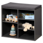 Batų spinta su sėdyne, 5 skyriai, MDF, antracito spalvos, Kesper