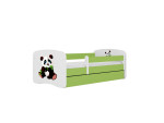 Vaikiška lova be čiužinio ir stalčiaus Kocot Kids BabyDreams Green panda 2, 160x80cm, žalia