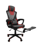 Biuro/žaidimų kėdė su kojų atrama Gilbert, juoda/raudona