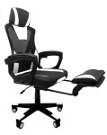Biuro/žaidimų kėdė su kojų atrama Gilbert, juoda/balta