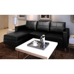 vidaXL Sofa, trivietė, dirbtinė oda, juoda