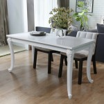 vidaXL Valgomojo stalas, 116x66x76cm, labai blizgus, baltas