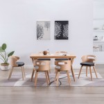 vidaXL Valgomojo kėdės, 6vnt., juodos, išlenkta med. ir dirbt. oda