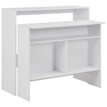 vidaXL Baro stalas su 2 stalviršiais, baltos sp., 130x40x120cm
