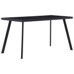 vidaXL Valgomojo stalas, juodas, 140x70x75cm, grūdintas stiklas