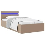 vidaXL Lovos rėmas su LED/daiktadėže, rudas, 100x200cm, dirbtinė oda