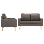 vidaXL Sofos komplektas, 2 dalių, taupe, audinys (288701+288711)