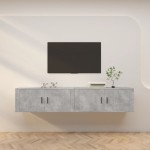 Sieninės TV spintelės, 2vnt., betono pilkos, 100x34,5x40cm