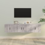 TV spintelių komplektas, 3 dalių, pilkas ąžuolo, mediena