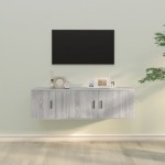 TV spintelių komplektas, 2 dalių, pilkas ąžuolo, mediena