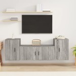 TV spintelių komplektas, 3 dalių, pilkas ąžuolo, mediena