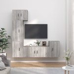 TV spintelių komplektas, 5 dalių, pilkas ąžuolo, mediena