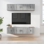 TV spintelių komplektas, 6 dalių, pilkas ąžuolo, mediena