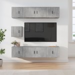 TV spintelių komplektas, 7 dalių, betono pilkas, mediena