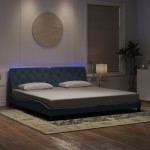 Lovos rėmas su LED, tamsiai pilkos spalvos, 200x200cm, aksomas