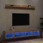 Sieninė TV sekcija su LED, 5 dalių, ąžuolo, apdirbta mediena