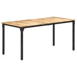 vidaXL Valgomojo stalas, 160x80x76cm, neapdorota mango mediena