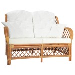 vidaXL Dvivietė sofa, šviesiai rudos spalvos, ratanas