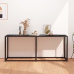 vidaXL Konsolinis staliukas, juodo marmuro, 180x35x75,5cm, stiklas