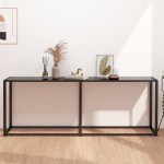 vidaXL Konsolinis staliukas, juodas, 200x35x75,5cm, stiklas