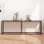 vidaXL Konsolinis staliukas, juodas, 220x35x75,5cm, stiklas