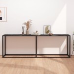 vidaXL Konsolinis staliukas, juodo marmuro, 220x35x75,5cm, stiklas
