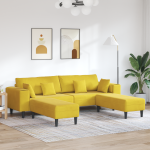 Aksominė sofa su pagalve su pagalve 3 pcs Geltona 208 cm Aksomas