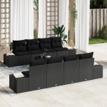 Sofa 6 pcs Juoda 294 x 62 x 69 cm poliratanas