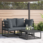 Sodo Sofų Rinkinys 3 pcs Juoda 70 x 70 x 32 cm Aliuminis