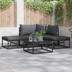 Sodo Sofų Rinkinys 4 pcs Juoda 211.5 x 141.5 x 71 cm Aliuminis