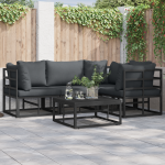 Sodo Sofų Rinkinys 5 pcs Juoda 70 x 70 x 32 cm Aliuminis
