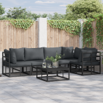 Sodo Sofų Rinkinys 5 pcs Juoda 283 x 143 x 71 cm Aliuminis