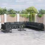 Sodo Sofų Rinkinys 11 pcs Juoda 70 x 70 x 32 cm Aliuminis