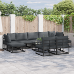 Sodo Sofų Rinkinys 10 pcs Juoda 70 x 70 x 32 cm Aliuminis