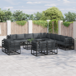 Sodo Sofų Rinkinys 14 pcs Juoda 70 x 70 x 32 cm Aliuminis