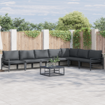 Sodo Sofų Rinkinys 7 pcs Antracito Plienas