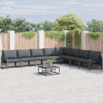 Sodo Sofų Rinkinys 8 pcs Antracito Plienas
