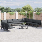 Sodo Sofų Rinkinys 10 pcs Antracito Plienas