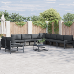 Sodo Sofų Rinkinys 9 pcs Antracito Plienas