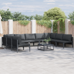 Sodo Sofų Rinkinys 10 pcs Antracito Plienas