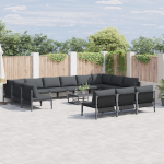Sodo Sofų Rinkinys 14 pcs Antracito Plienas