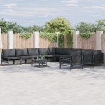 Sodo Sofų Rinkinys 12 pcs Antracito Plienas
