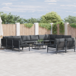 Sodo Sofų Rinkinys 12 pcs Antracito Plienas