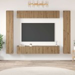 TV spintelių komplektas su lentyna 10 pcs artisano ąžuolo