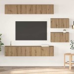 TV spintelės komplektas su lentyna 6 pcs artisano ąžuolo