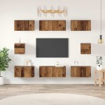 TV spintelės komplektas su lentyna 8 pcs Sena mediena
