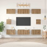 TV spintelės komplektas su lentyna 8 pcs artisano ąžuolo