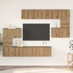 TV spintelių komplektas 8 pcs artisano ąžuolo 80 x 30 x 30 cm